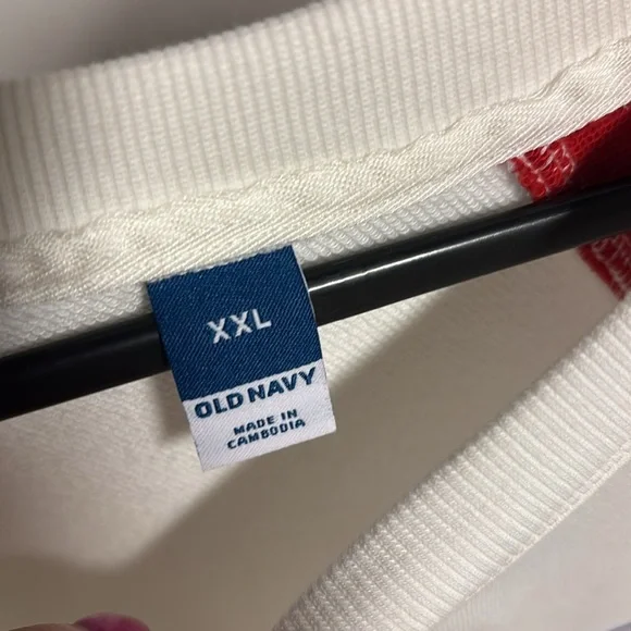 Old Navy White Sweatshirt with Red  and Navy Accent - Picture 2 of 5